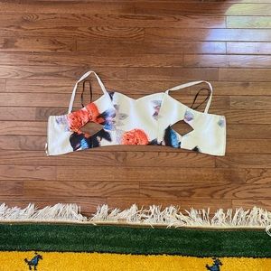 Floral Cut-Out Crop Top